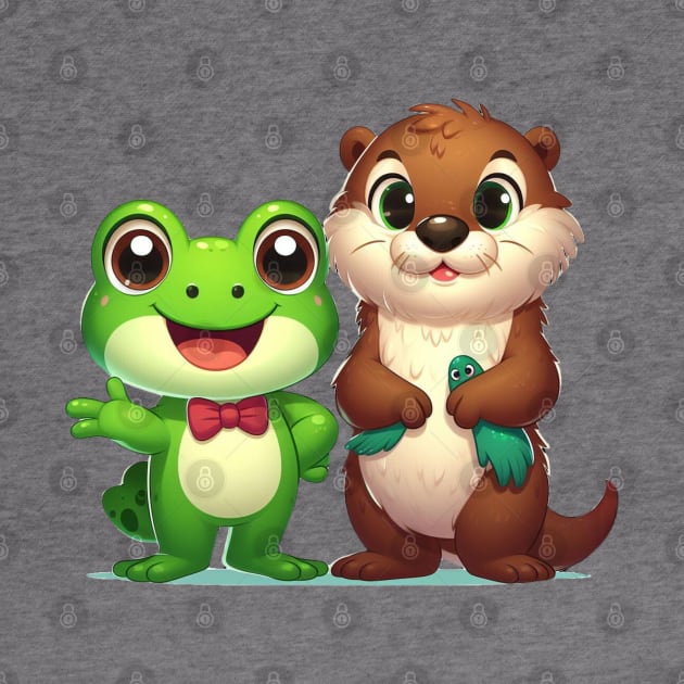 Friendly Frog & Otter Friendship Design by WEARWORLD